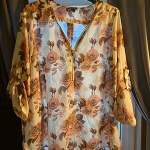 Rue21 Floral Blouse with Zipper